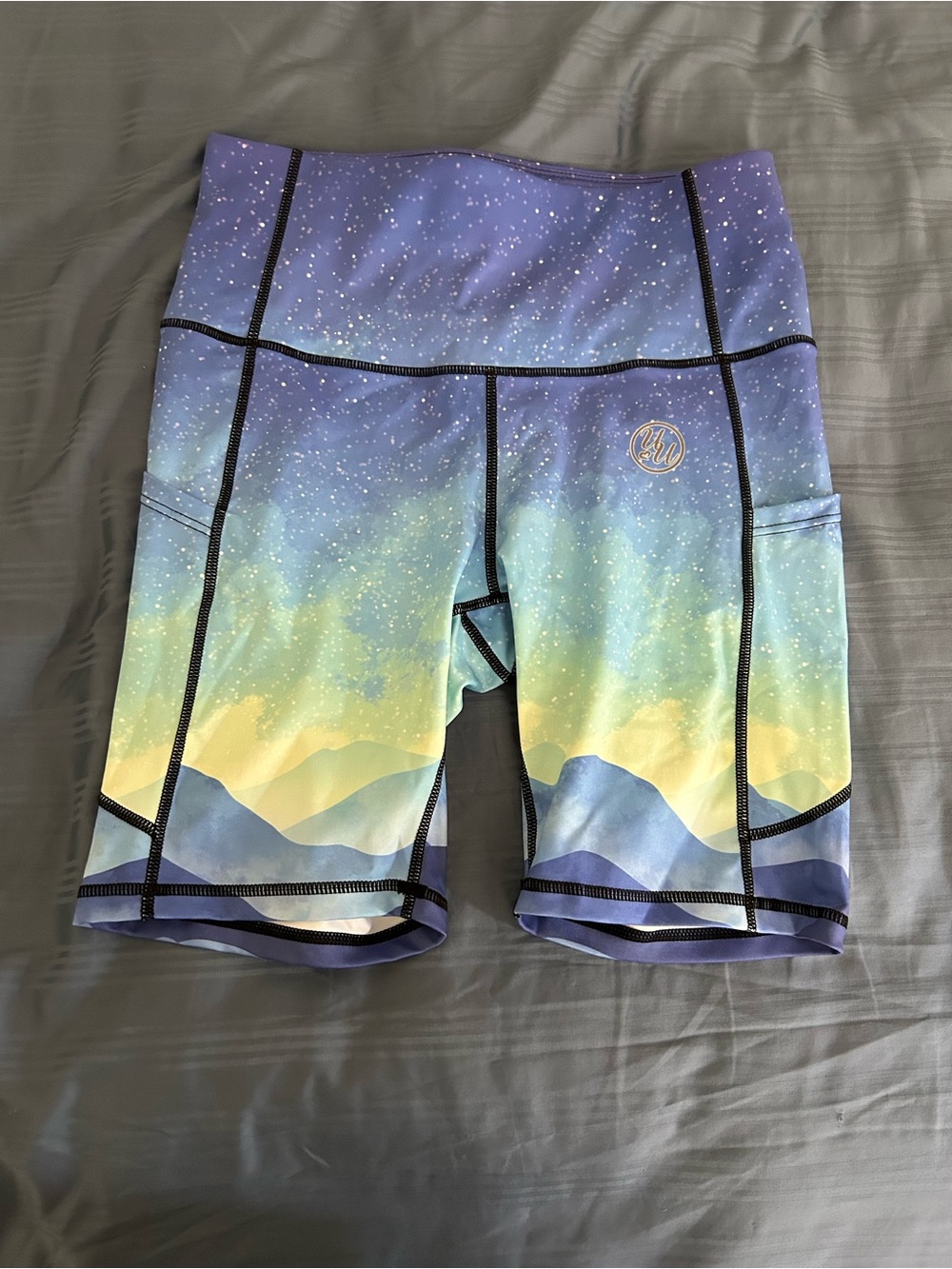 Women's High-Waist Purple & Blue Gradient Athletic Shorts